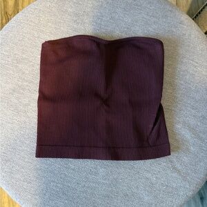 Dynamite Burgundy Strapless Ribbed Tube Top